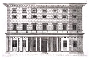 Vue de la façade du Palazzo Massimi alla Valle, Rome, conçu par Baldassarre Peruzzi (1481-1536) en 1532